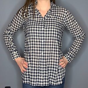 J. Crew Gingham Plaid Button Down Shirt Size 0 NWT